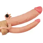 Add 3" Pleasure X Tender Vibrating Double Penis Sleeve – vibrējošs penisa paplašinātājs ar anālo dildo — Foto 2