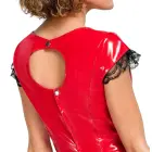 Blizgus vinilo mini suknelė su raukiniais nėriniais – raudona – M Photo