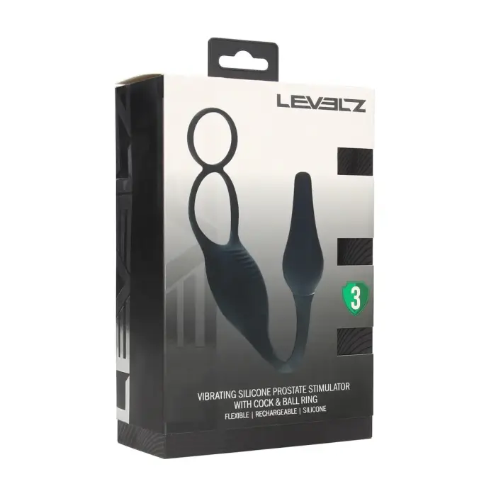 Vibrating Silicone Prostate Stimulator with Cock and Ball Ring – Black