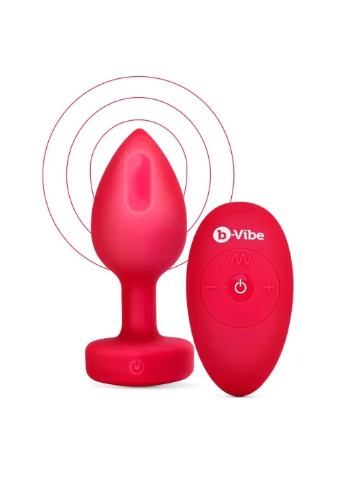 B-Vibe vibrējošs sirds formas anālais spraudnis M/L – Sarkans