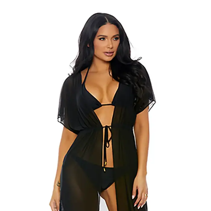 Tolu Bikini Set with Longline Kimono – Black – S
