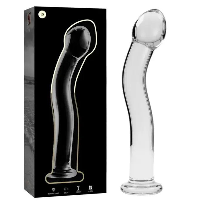 Ibiza Nebula Series Model 18 stikla dildo – 18.5 cm (7.3″) – caurspīdīgs