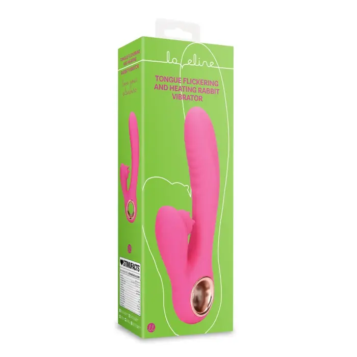 Loveline mēles mirdzināšanas un sildošais truša vibrators – 18 cm (7″) – rozā