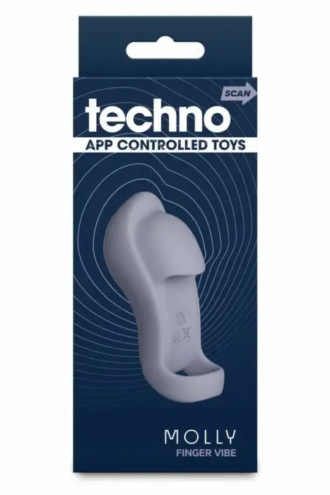 TECHNO Molly – вибратор на пальцы с управлением через приложение – серый – IPX6 – 8,2 см