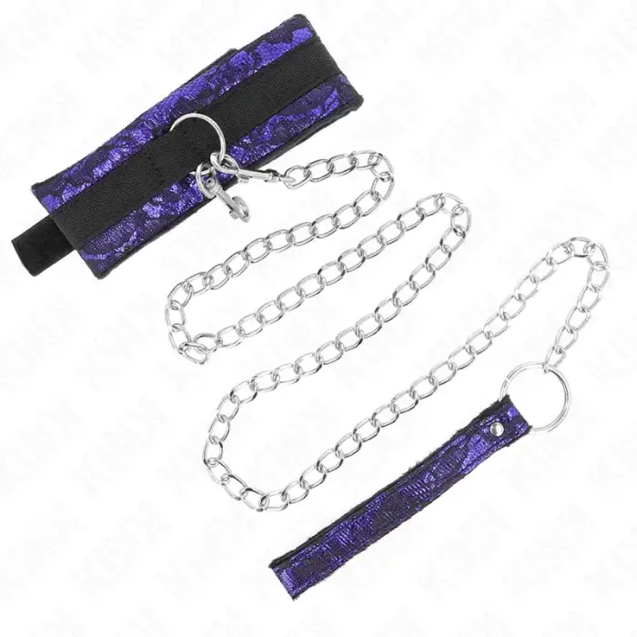 KINK Velvet Lace Collar with Adjustable Belt & Nylon Trim 105cm – Black
