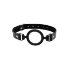 Silicone Ring Gag with Adjustable Leather Straps – Black — Photo 2