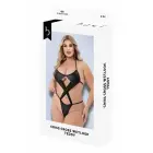 Baci Criss Cross wetlook bodijs – melns – Queen Size — Foto 1