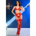 Chilirose CR4848 Red Lace Bra, Thong & Stockings Set – M — Photo 7