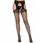 Oval Net zeķes ar necaurspīdīgu augšdaļu – melnas – One Size — Foto 8