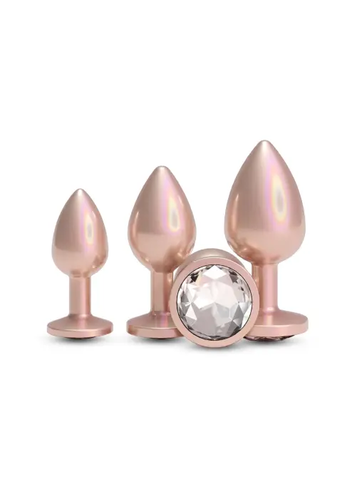 Mirdzošs Rose Gold anālais trenažieru komplekts – 3 daļu – Rozā