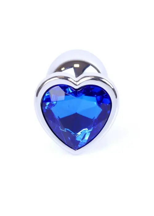 Plug-Jewellery Silver Heart анальная пробка – 7 cm (2.8″) – Темно-синяя
