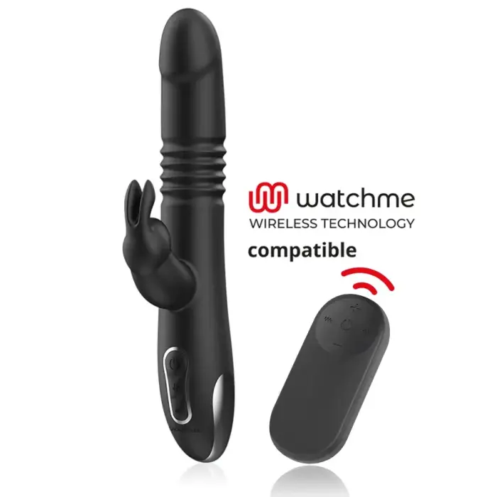 Black&Silver Kenji силиконовый вибратор с вибрацией и ротацией – совместим с WatchMe – 24,5 см