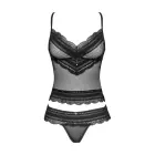 OBS Top and Thong Set with Lace and Jewelry Pendant – Black – L/XL — Photo 3