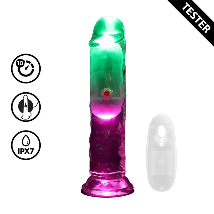 LED vibrējošs dildo – 15 cm (6″) – Caurspīdīgs Foto 3