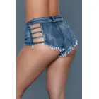 Lookin' For Love denim shorts with cage panels – black – S — Photo 3