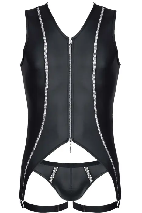 Regnes CRDSET002 Wet Look Bodysuit and Jockstrap Set – Black – M Photo