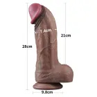 LoveToy – divslāņu silikona dildo XXL – reālistisks liels dildo ar piesūcekni un sēkliniekiem – 27,9 cm (11'') — Foto 2
