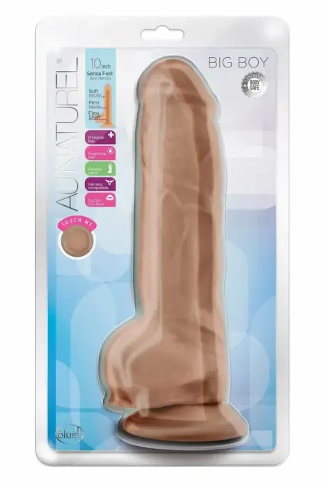 Blush Au Naturel Big Boy divslāņu dildo ar piesūcēju – 25,4 cm, mokas