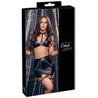 Cottelli BONDAGE strap bra & mini skirt with handcuffs – matte black – M — Photo 1
