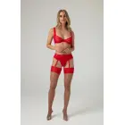 Christine Marzia – 3 daļu krūštura komplekts – ar valaini, regulējams, elastīgs – sarkans – S/M — Foto 3