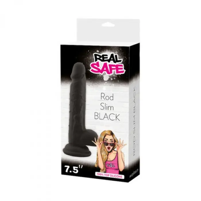 Brush ReaL Safe Rod Slim dildo – 20–23 cm – Juodas