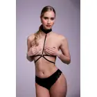 Strappy Viola melna mežģīņu bralete – siksnu dizains ar zelta toņa akcentiem — Foto 2