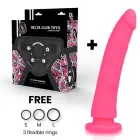 DELTACLUB Silicone Intimate System strap-on rinkinys – 23 cm (9″) – rožinis — Nuotrauka 2