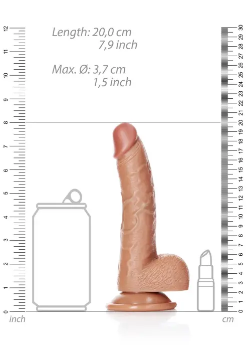 Išlenktas realistiškas dildo su sėklidėmis ir siurbtuku – 18 cm (7″) Photo