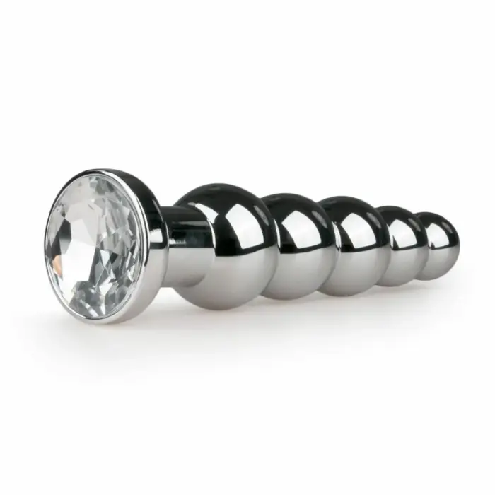 Rimba alumīnija anālais spraudnis Clear Crystal – 7 cm – sudraba