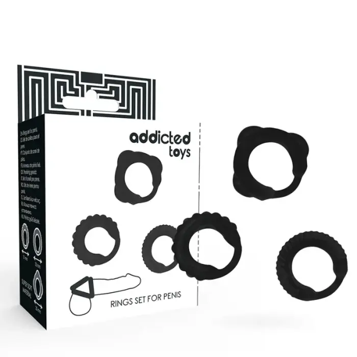 Addicted Toys Set of 3 Black Silicone Support Rings – Adjustable Sizes