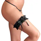 Cottelli Collection Black Lace Garter with Satin Bow, Adjustable Fit — Photo 2