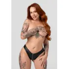 Christine Temptation – mākslīgās ādas wetlook string – priekšējais rāvējslēdzējs – melns – L/XL — Foto 1