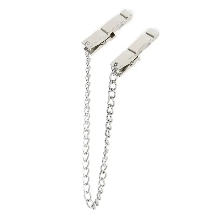 Modern Zinc Alloy Nipple Clamps with Chain – Silver