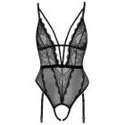Cottelli LINGERIE mežģīņu un tīkliņa bodijs ar noņemamām pērlītēm – melns – XL — Foto 6