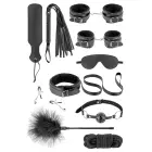 Fetish Tentation Coffret Bondage SM – vegan leather bondage set, 10 pieces (rope, blindfold, collar with leash, feather, ball gag, ankle and wrist cuffs, whip, nipple clamps, paddle) — Photo 1