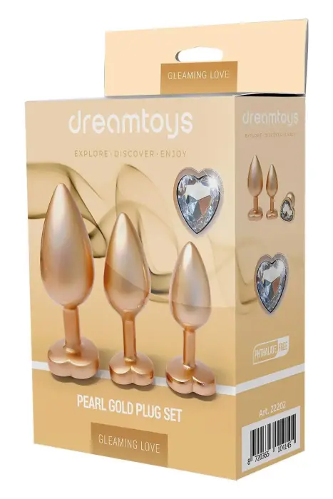 Gleaming Love Matte Gold Anal Plug Set – 9.5 cm – Gold