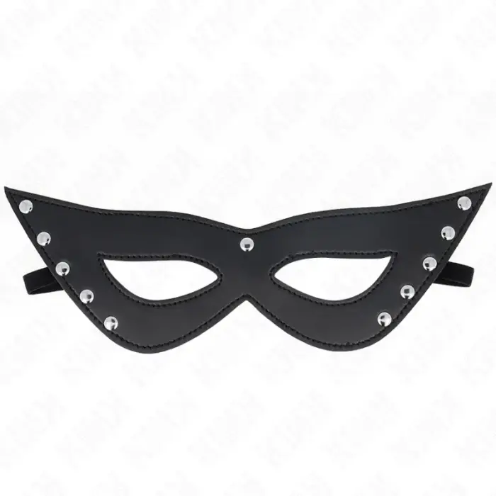 KINK 5 Rivets Eye Mask Black Vegan Leather 28x8cm Adjustable Strap