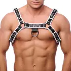 Red Leather Premium ādas ķermeņa siksna L/XL regulējama melnbalta — Foto 1