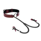 Sportsheets Saffron Adjustable Collar with Chain and Clamps – Red/Black — Photo 2