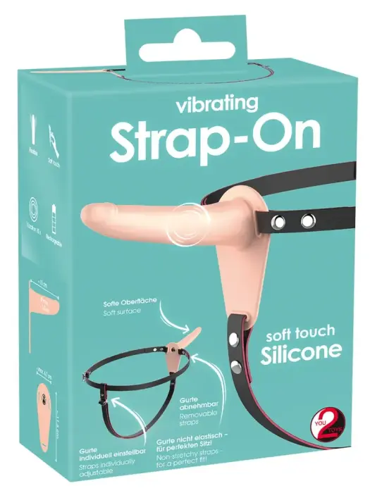 Vibrating Strap-On Dildo – 15.7 cm (6.2″) – Black