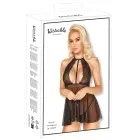 Elegants babydoll naktskrekls un stringu komplekts ar mežģīnēm – melns – L/XL Foto 1