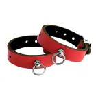 Leather Handcuffs Mini O-Ring – Red — Photo 1