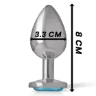 INTENSE Aluminum Intimate Plug with Blue Crystal Accent – M – Silver — Photo 4