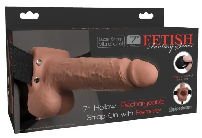 Fetish Fantasy Series 7 Hollow System Dark Remote-Controlled Strap-On Dildo – 20 cm (8″) – Black