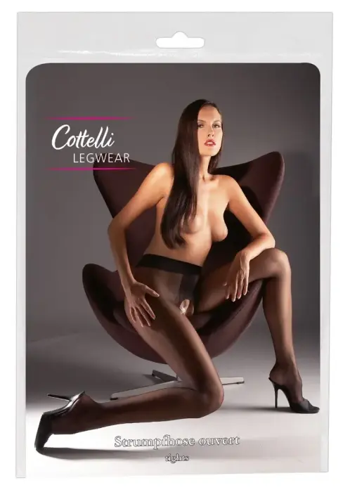 Cottelli Legwear zeķubikses ar atvērtu starpkāju 20 Den – melnas – XL