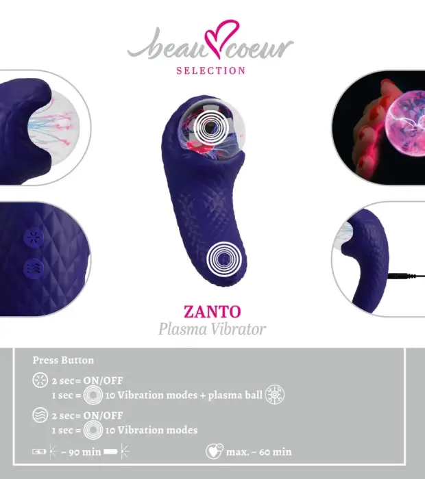 beau coeur Zanto Plasma Vibrators – 13.3 cm (5.2″) – caurspīdīgs Foto 14