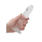Nereālistisks dildo ar piesūcekni – 17 cm (7″) – Caurspīdīgs Foto 4