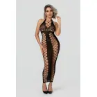 Christine Midnight Fishnet – pikk halterneck lõigetega kleit – must – üks suurus — Foto 1