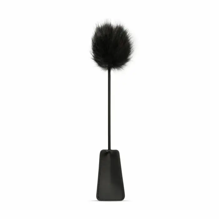 EasyToys 2-in-1 kahepoolne sulgedega kõditaja ja piits 39 cm – must