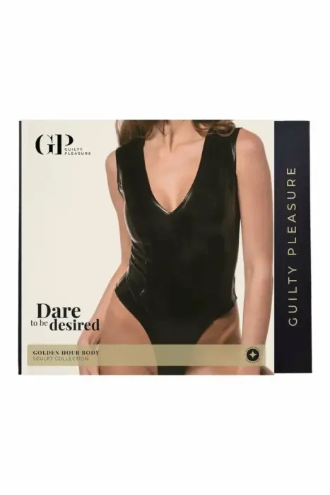 Guilty Pleasure Golden Hour Body – Datex body sügava dekolteega ja kuldse seljatõmblukuga – must – Suurus: S